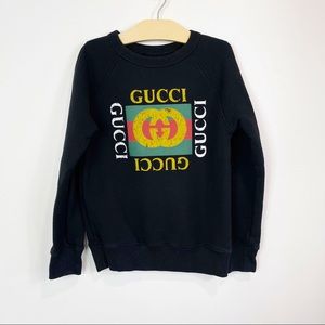 Gucci Kids Black Cotton Jersey Crewneck Sweatshirt